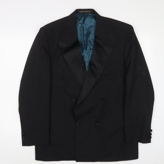 Marks and Spencer Mens Black Polyester Jacket Suit Jacket Size 42 Regular