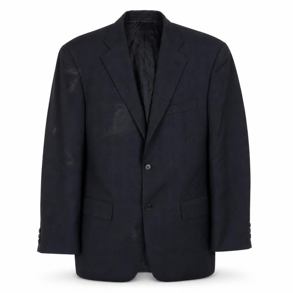 Front view of Rochas men’s blue wool jacket suit jacket, size 38, regular