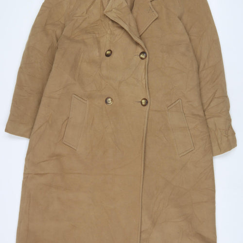 Classic Womens Brown Overcoat Coat Size 16 Button