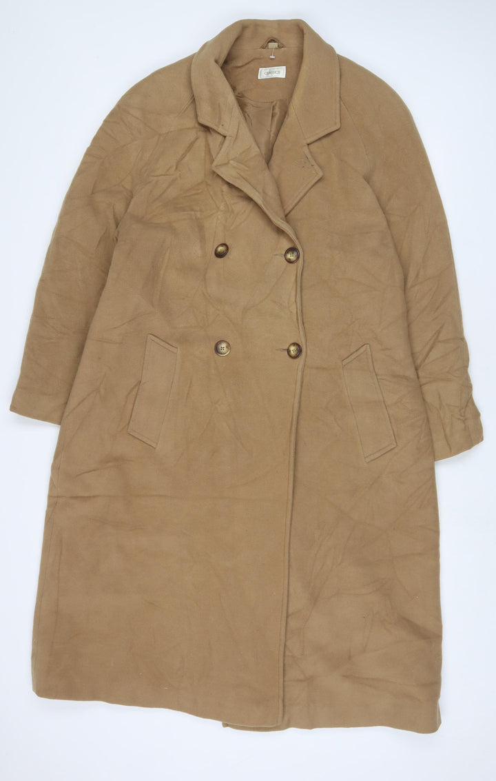Classic Womens Brown Overcoat Coat Size 16 Button