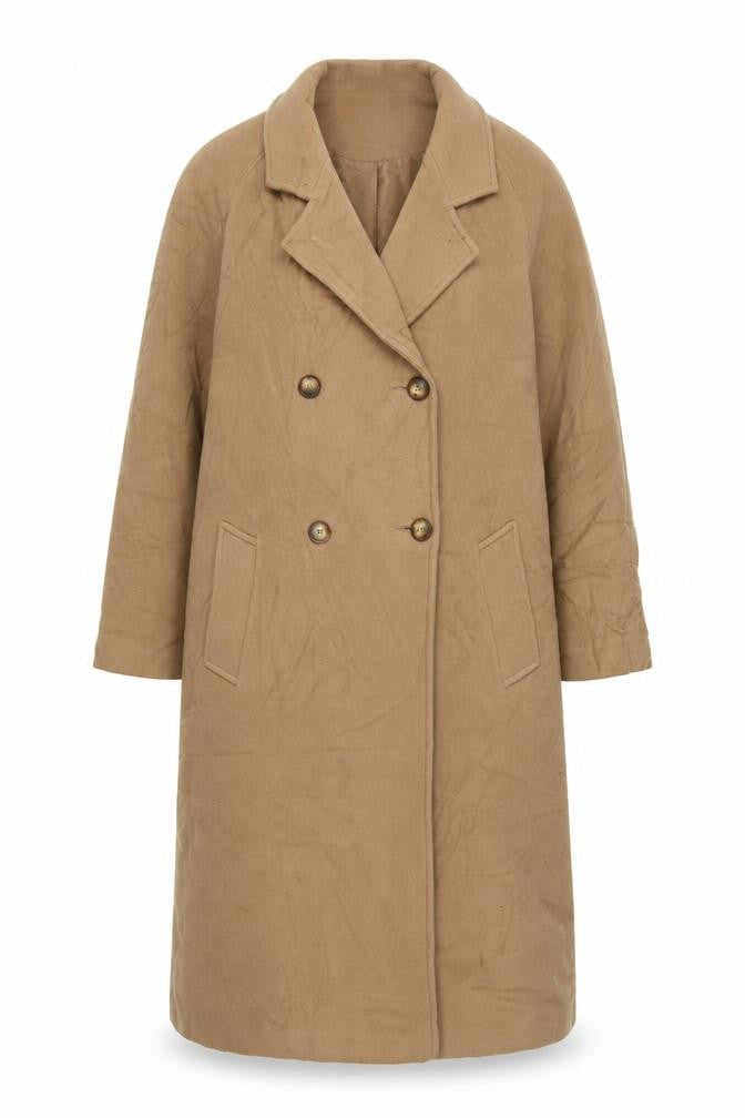 Front view of Classics women’s brown overcoat coat, size UK 16, button