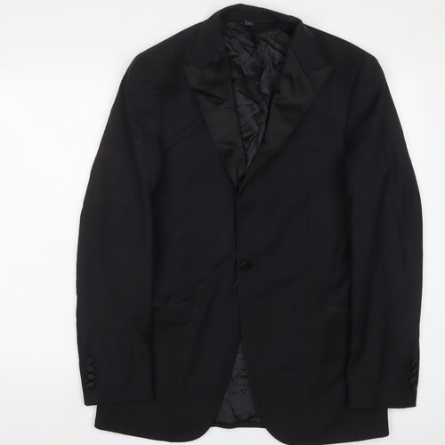 Marks and Spencer Mens Black Wool Jacket Suit Jacket Size 38 Regular