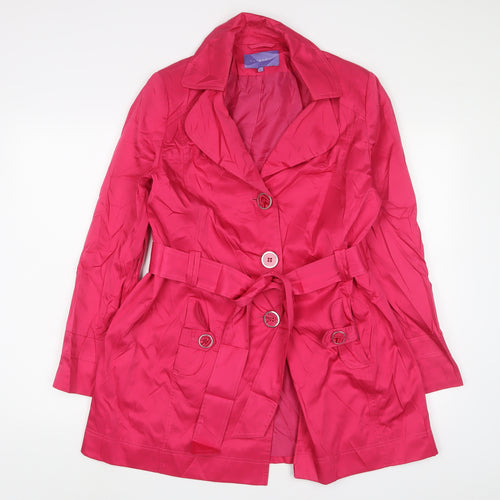 Autonomy Womens Pink Overcoat Coat Size 12 Button - Belted