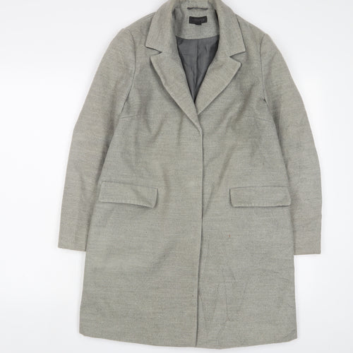 Topshop Womens Grey Overcoat Coat Size 8 Snap