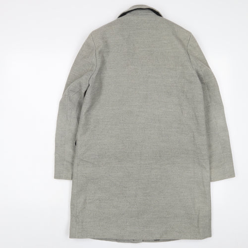Topshop Womens Grey Overcoat Coat Size 8 Snap