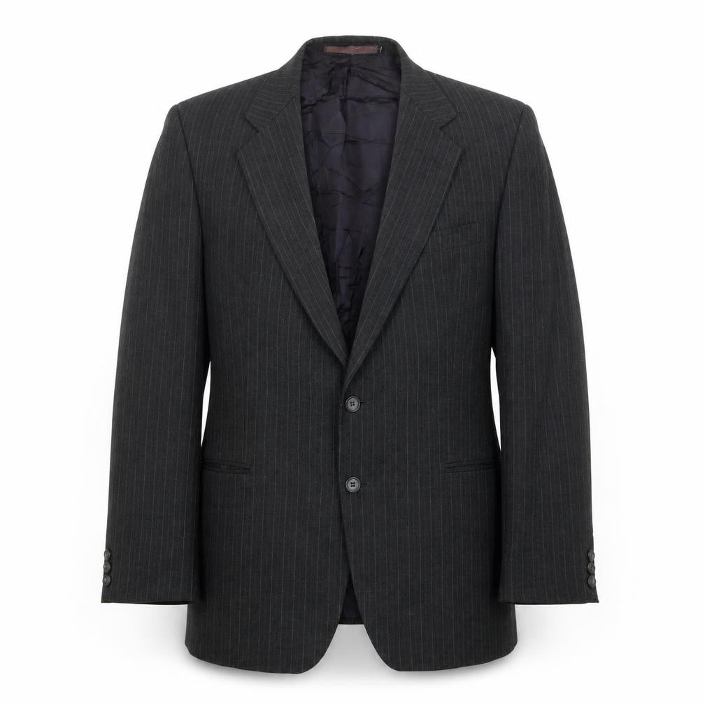 Front view of St Michael men’s grey striped wool jacket suit jacket, size 42, regular