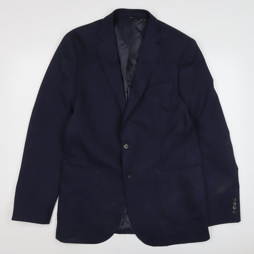 Marks and Spencer Mens Blue Polyester Jacket Blazer Size 42 Regular