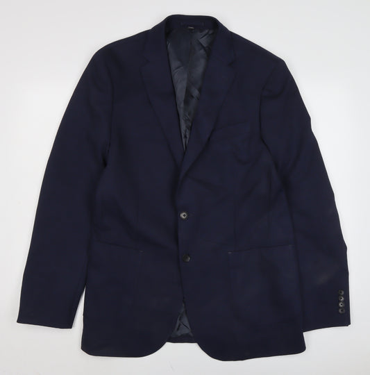 Marks and Spencer Mens Blue Polyester Jacket Blazer Size 42 Regular