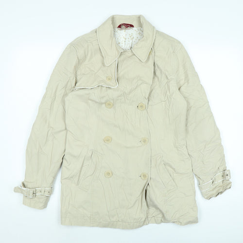 Monsoon Womens Beige Trench Coat Jacket Size 12 Button