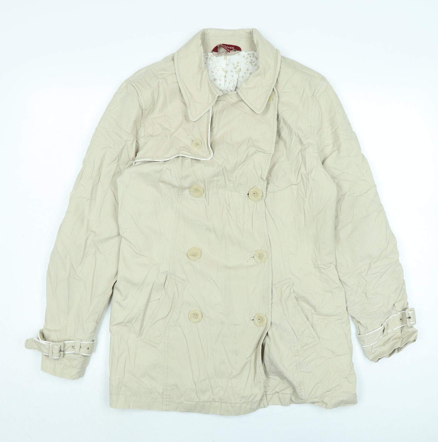 Monsoon Womens Beige Trench Coat Jacket Size 12 Button