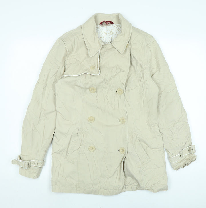 Monsoon Womens Beige Trench Coat Jacket Size 12 Button