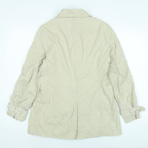 Monsoon Womens Beige Trench Coat Jacket Size 12 Button