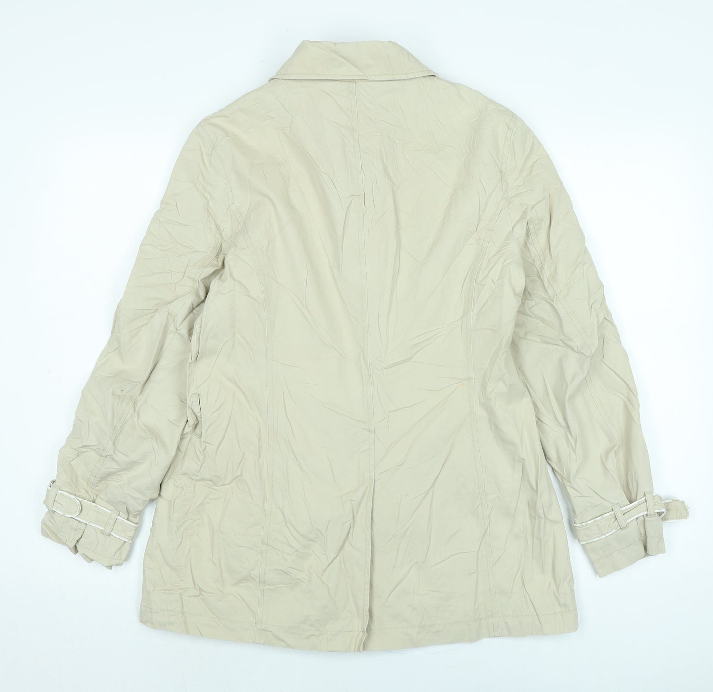 Monsoon Womens Beige Trench Coat Jacket Size 12 Button