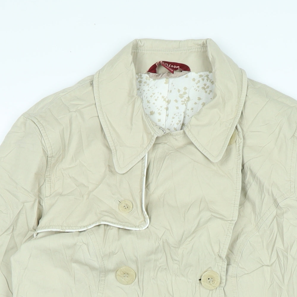 Monsoon Womens Beige Trench Coat Jacket Size 12 Button