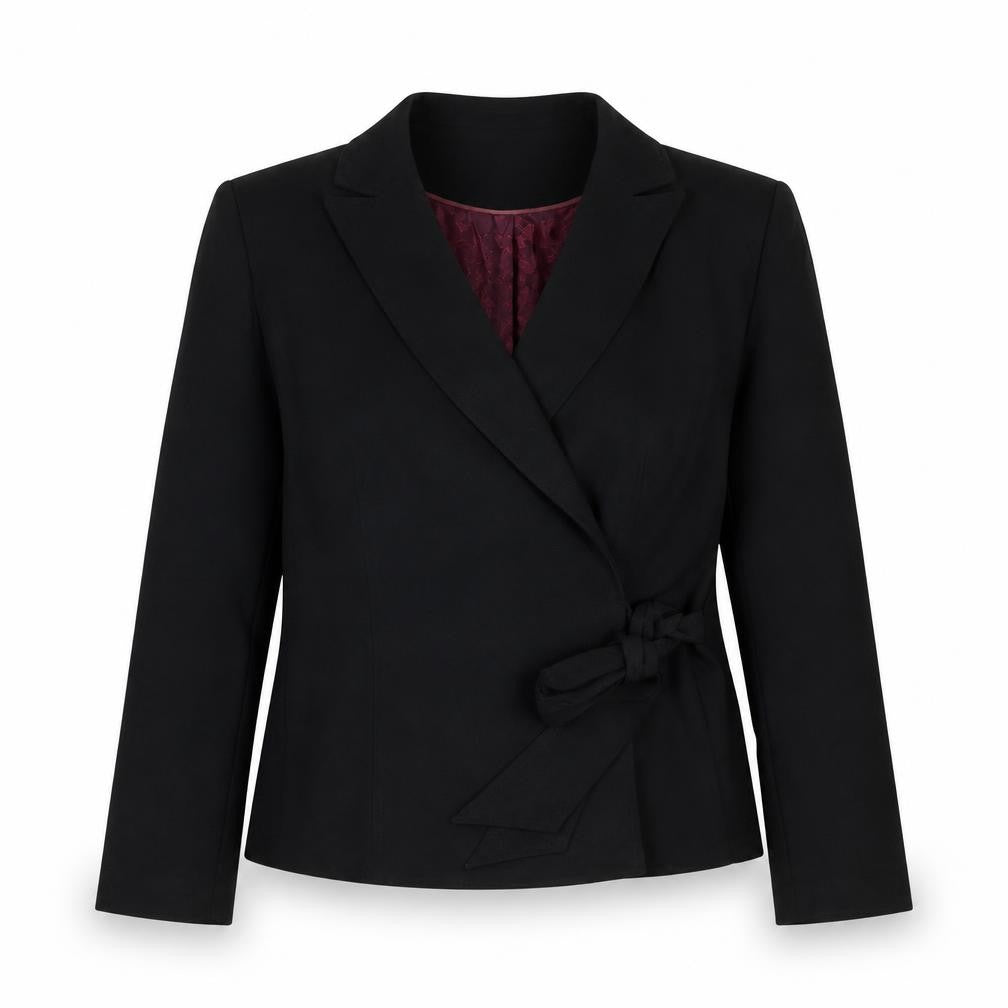 Front view of Next women’s black jacket, size UK 8, tie