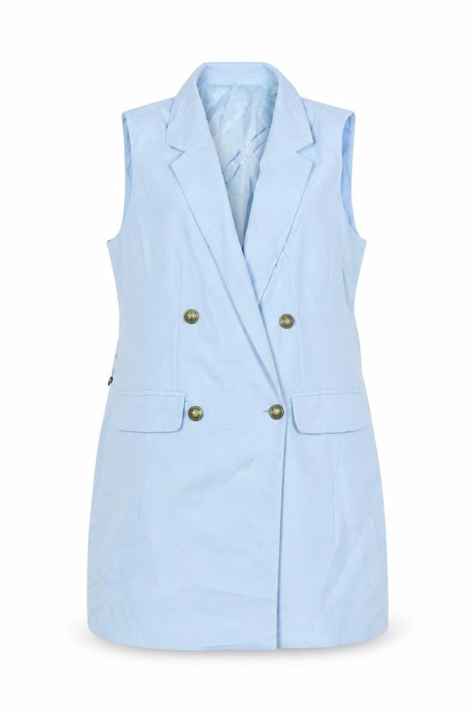 Front view of Selected women’s blue gilet waistcoat, size UK 16