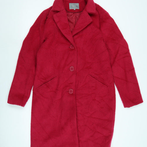 b.young Womens Pink Overcoat Coat Size 6 Button