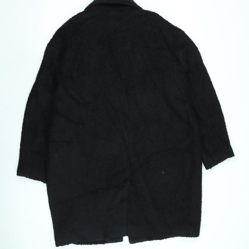 Divided Womens Black Overcoat Coat Size 8 Button