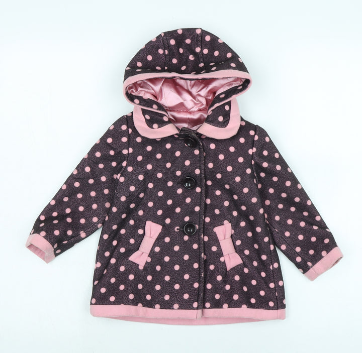 Mothercare Girls Pink Basic Coat Coat Size 12-18 Months Button