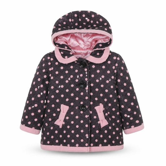 Front view of Mothercare girls’ pink basic coat coat, size 12-18, months button