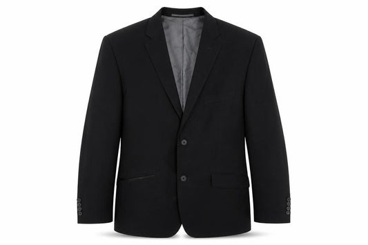 Front view of George men’s black polyester jacket suit jacket, size 42, regular