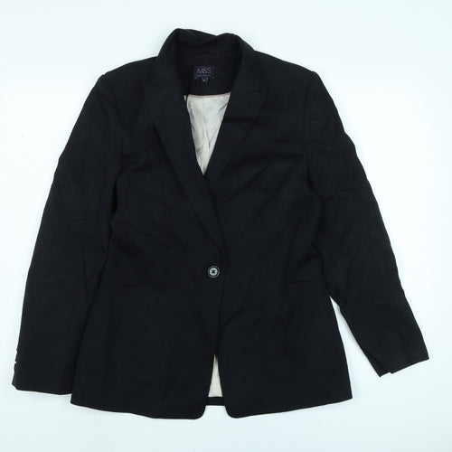Marks and Spencer Womens Black Jacket Size 14 Button