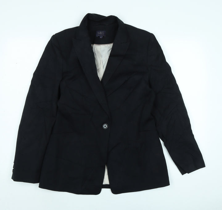 Marks and Spencer Womens Black Jacket Size 14 Button