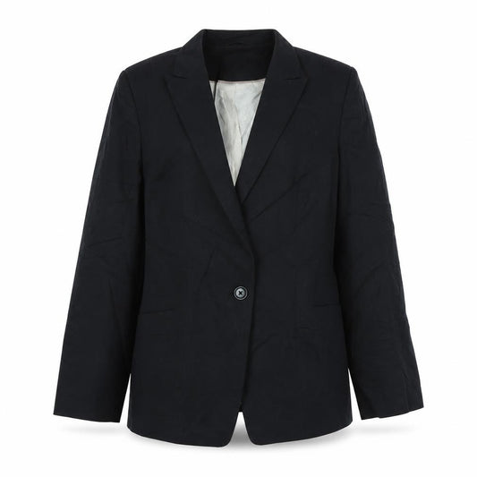 Front view of Marks & Spencer women’s black jacket, size UK 14, button