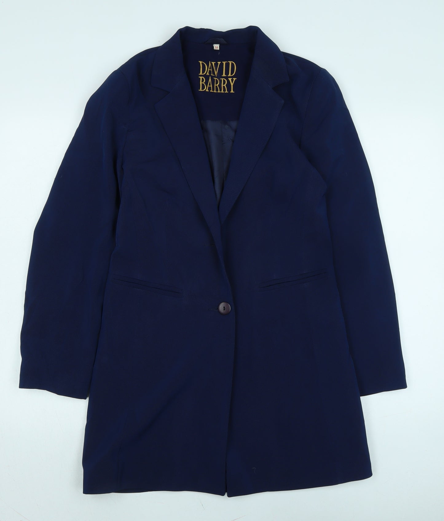 David Barry Womens Blue Jacket Size 10 Button