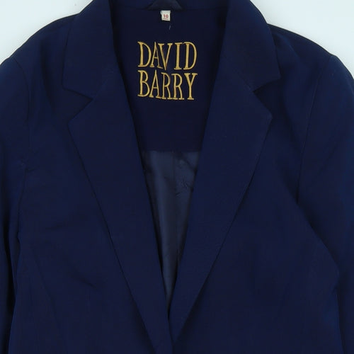 David Barry Womens Blue Jacket Size 10 Button