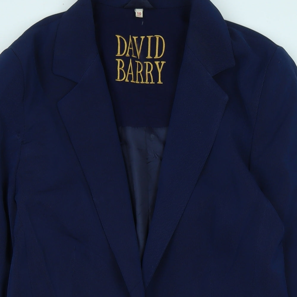 David Barry Womens Blue Jacket Size 10 Button