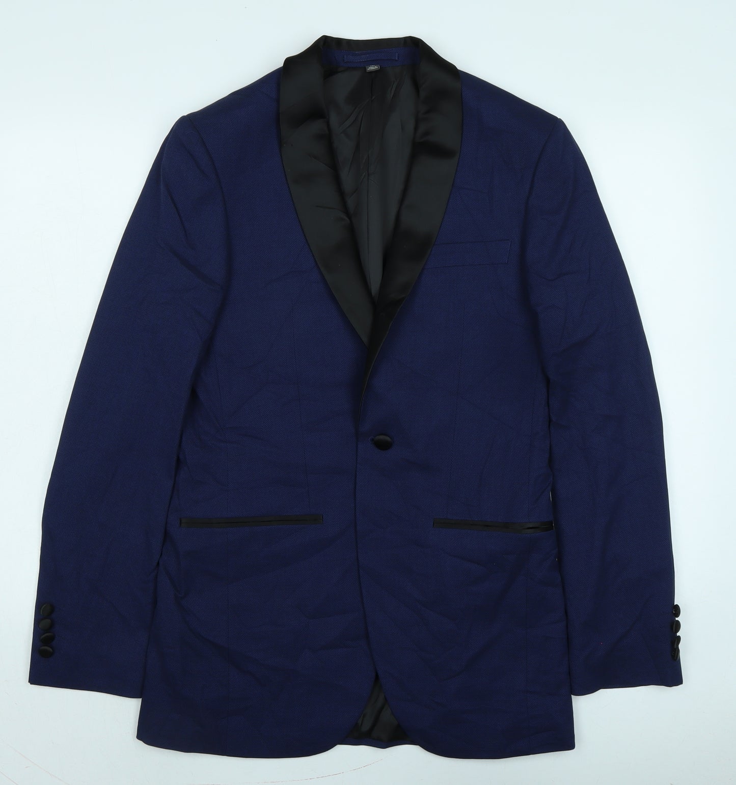 Marks and Spencer Mens Blue Wool Tuxedo Suit Jacket Size 36 Big & Tall