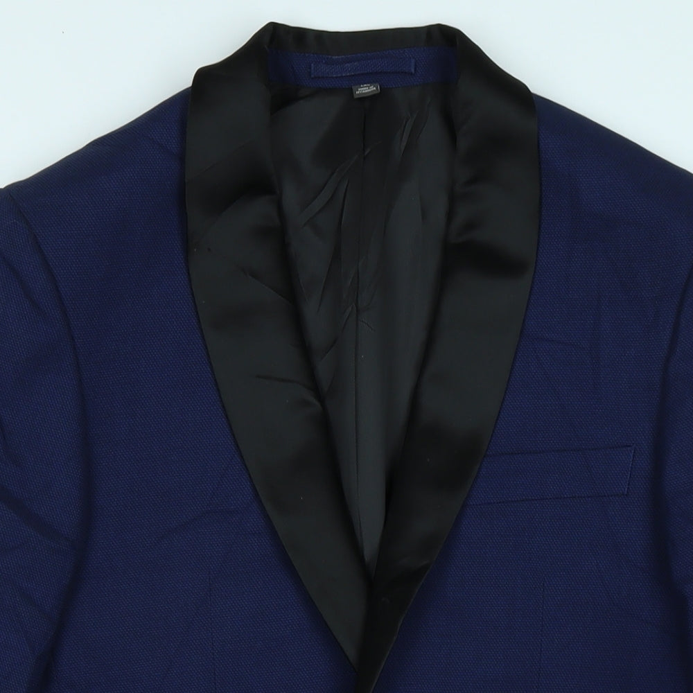 Marks and Spencer Mens Blue Wool Tuxedo Suit Jacket Size 36 Big & Tall