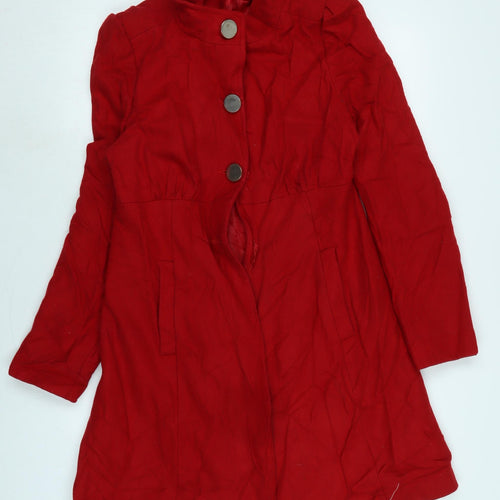 Look Womens Red Overcoat Coat Size 12 Button
