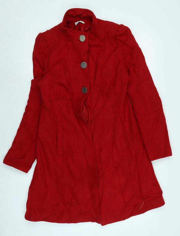 Look Womens Red Overcoat Coat Size 12 Button