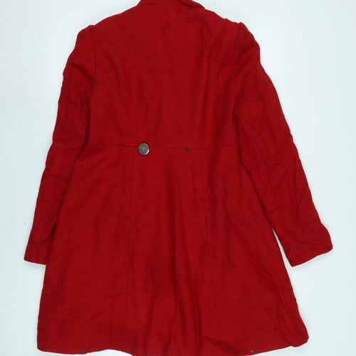 Look Womens Red Overcoat Coat Size 12 Button
