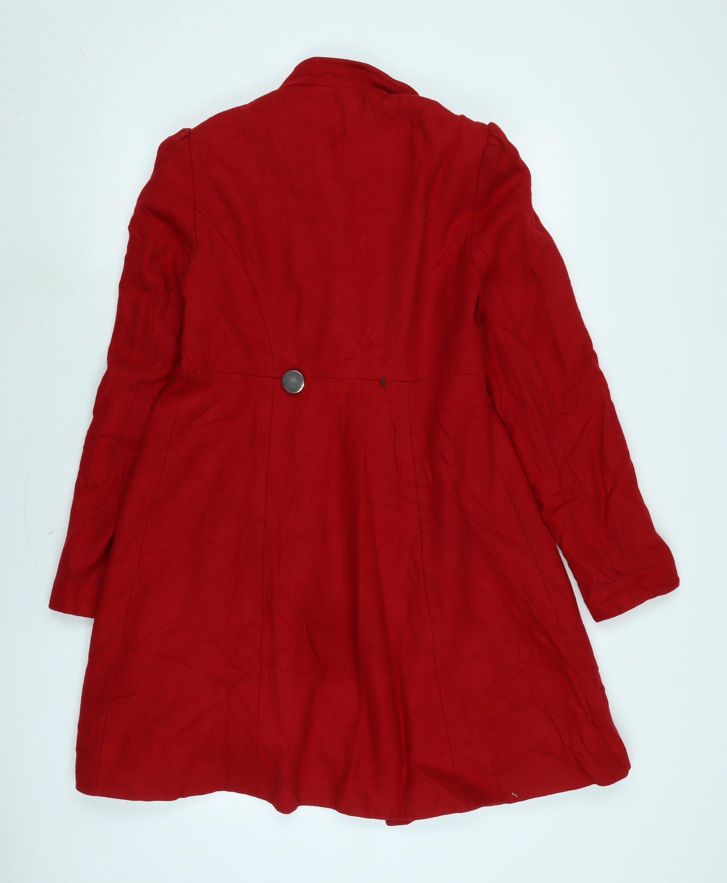 Look Womens Red Overcoat Coat Size 12 Button