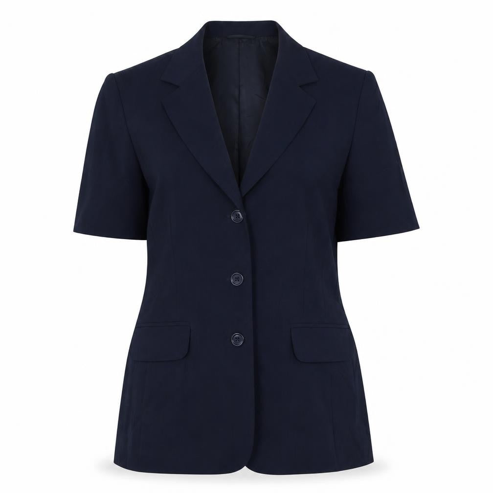 Front view of Atmosphere women’s blue jacket, size UK 16, button