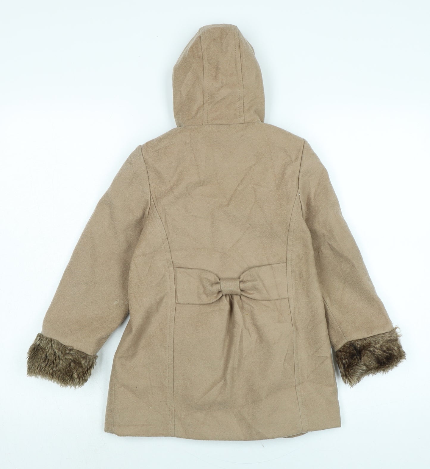 Marks and Spencer Girls Beige Basic Coat Coat Size 6-7 Years Button