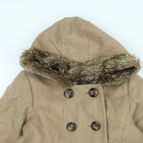 Marks and Spencer Girls Beige Basic Coat Coat Size 6-7 Years Button