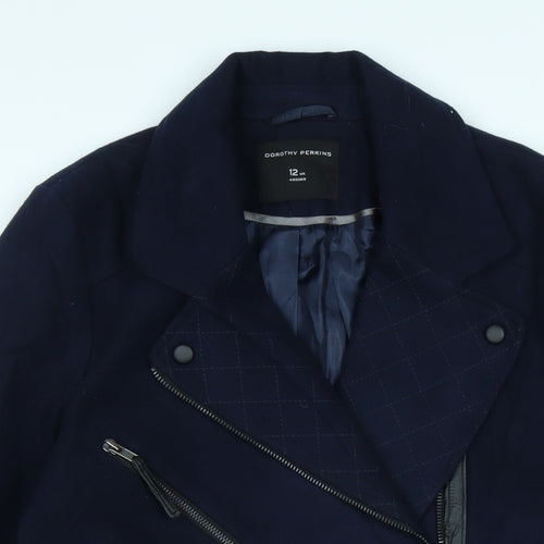 Dorothy Perkins Womens Blue Biker Coat Size 12 Zip