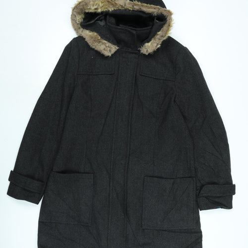 Papaya Womens Grey Overcoat Coat Size 14 Zip