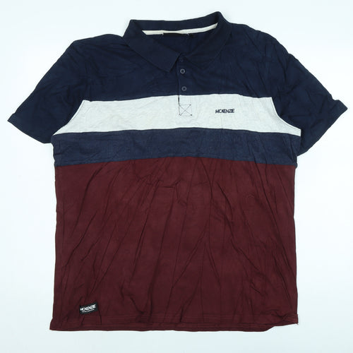 Mc Kenzie Mens Blue Cotton T-Shirt Size XL Collared