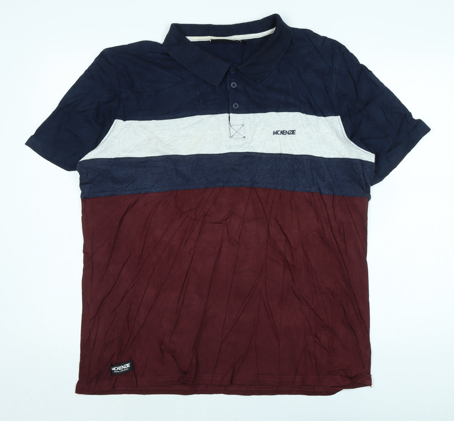 Mc Kenzie Mens Blue Cotton T-Shirt Size XL Collared