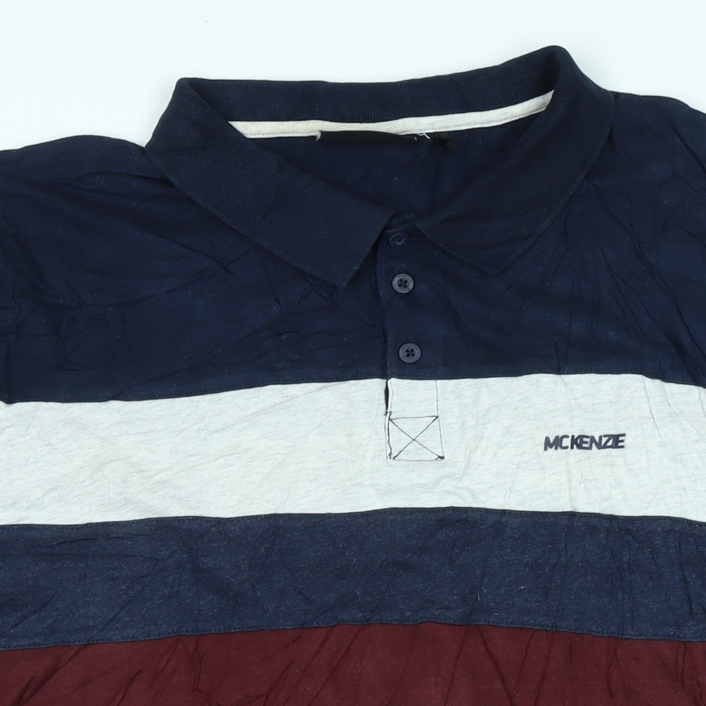Mc Kenzie Mens Blue Cotton T-Shirt Size XL Collared
