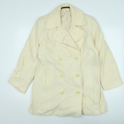 Marks and Spencer Womens Ivory Overcoat Coat Size L Button