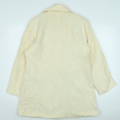Marks and Spencer Womens Ivory Overcoat Coat Size L Button