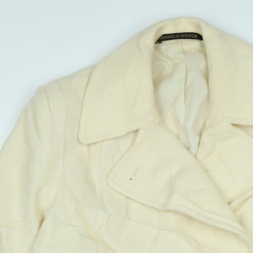 Marks and Spencer Womens Ivory Overcoat Coat Size L Button