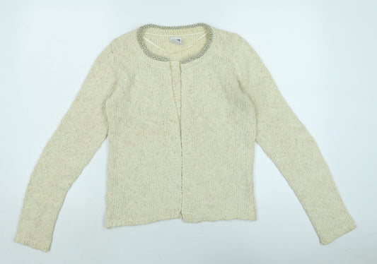 Vera Moda Womens Ivory Crew Neck Cotton Cardigan Jumper Size S