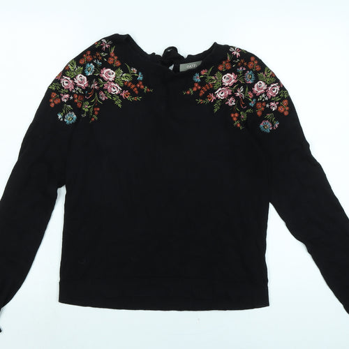 Oasis Womens Black Crew Neck Polyester Pullover Jumper Size 10